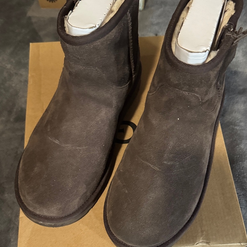 Ugg Brown Suede Ankle Boots - Comfortable Slip-On Style